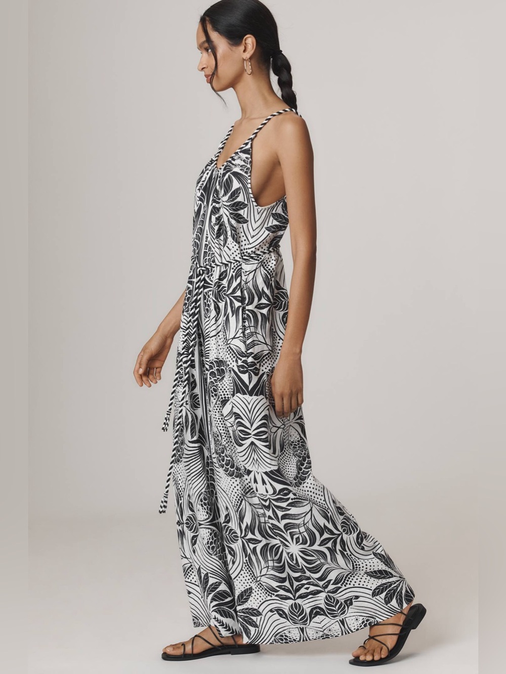 NWT Farm Rio Monochrome Elegance Scarf Jumpsuit - size small - Picture 2 of 5